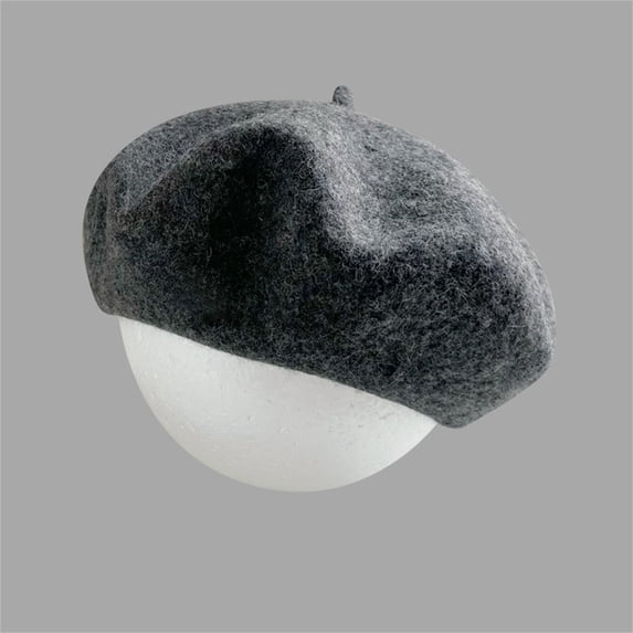 Classic Hairy French Beret, Solid Color Painter Warm Hat, Women Autumn Winter Casual Headcap, Thickened Soft Breathable Cold Resistant Headwear for Outing Leisure Party Retro Fashion Warm Hat,Grey