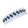 thumbnail image 1 of Rosec Jewels London Blue Topaz Diamond Half Eternity Band - Blue Topaz Baguette Anniversary Ring - AAA Grade - Ready to Gift, 10K White Gold, US 12.50, 1 of 9
