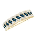 thumbnail image 1 of Rosec Jewels London Blue Topaz Diamond Half Eternity Band - Blue Topaz Baguette Anniversary Ring - AAA Grade - Ready to Gift, 10K Yellow Gold, US 13.00, 1 of 9