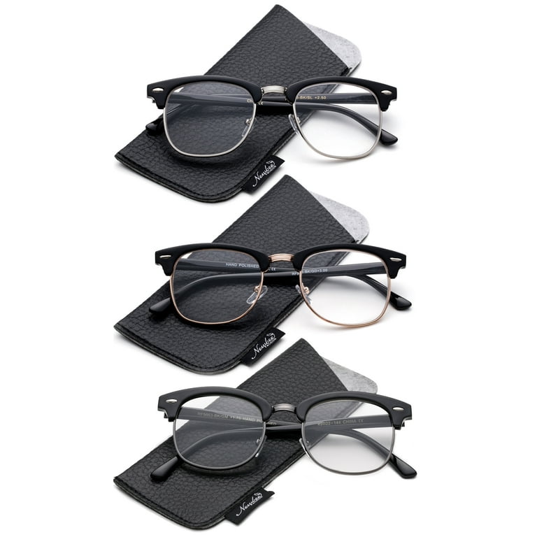 Classic Half Frame Clear Lens Glasses Non Prescription Eyeglasses for Men for Women Size Lens Width 49mm Lens Height 42mm Overall Frame Width