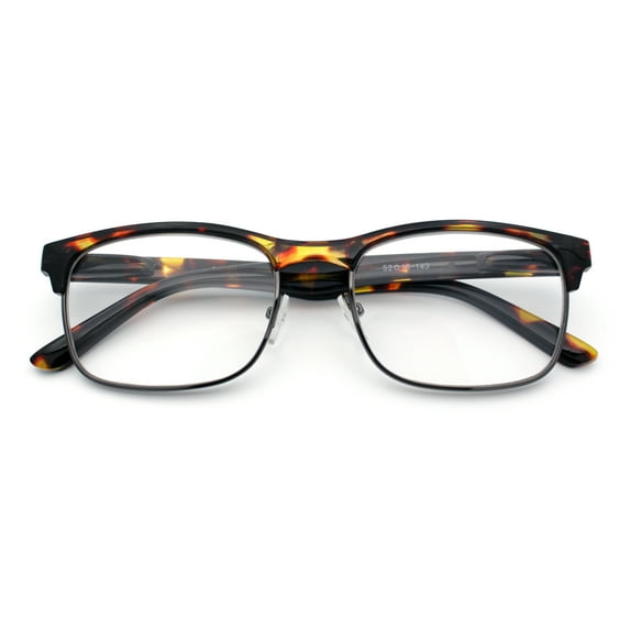 Classic Half Rim Contemporary Fashion Rectangle Powered Reading Glasses Tortoise +2.0