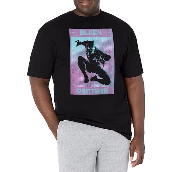 Classic Halftone Panther Men's Tops Short Sleeve Tee Shirt, Black Color