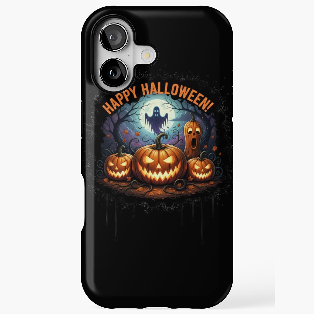 Classic Halloween 2025 Pumpkin Ghost Art Tough Case for iPhone 11-17 ...