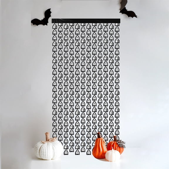 Classic Halloween Ghost Fringe Door Curtain Prop, Spooky Haunted House Decor For Indoor Doorway Trick Or Treat Party, Tear-proof Foil Durable Display For Celebration Party Guests Kids