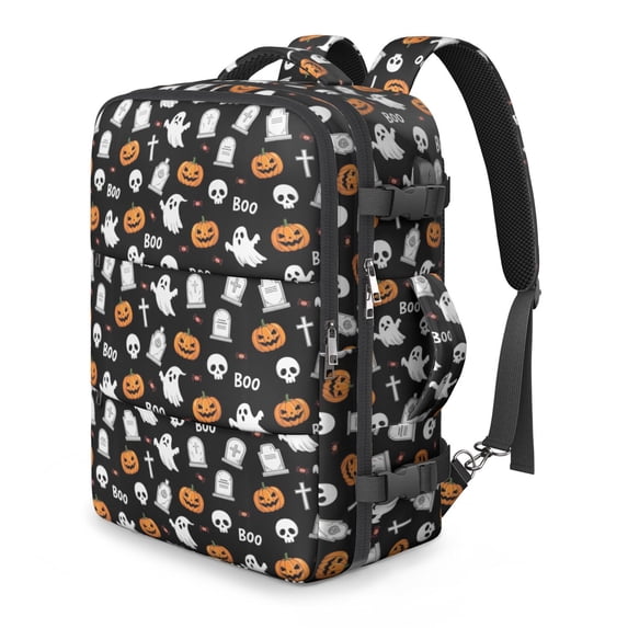 Classic Halloween Icons Pattern Travel Laptop Backpack, Airline ...