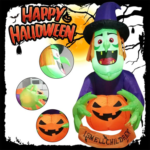 Classic Halloween Inflatable Window Climbing Witch, Spooky Haunted House Decor For Window Wall Trick Or Treat Party, Weather-resistant Reusable Durable Display For Celebration Party Guests Kids