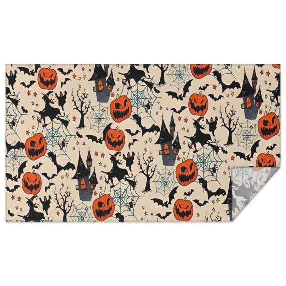 Classic Halloween Pattern Rectangle Tablecloth 60"x102",Waterproof Polyester Rectangle Table Cloth, Wipeable Spillproof Polyester Tablecloth for Dining, Camping, Indoor and Outdoor