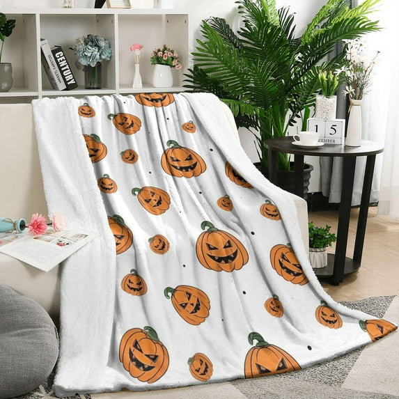 Classic Halloween Pumpkins Pattern Blanket,Comfortable Soft Lamb Wool Throw Blanket,All Season,Warm Lightweight Blankets for Sofa Bed Couch Living Room Chair,50"x60"