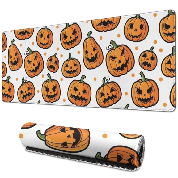 Classic Halloween Pumpkins Pattern Extended Large Mouse Pad, Desk Protector Mat with Non Slip Base & Stitched Edges, Eco-Friendly Gifts for Coworkers Family Friends,31.5"x11.8"