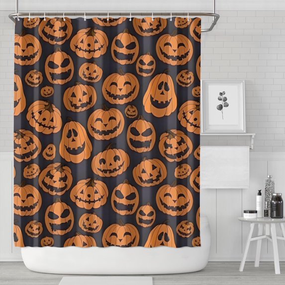 Classic Halloween Pumpkins Pattern Shower Curtain 84"x72" ,Bathroom Decorative Shower Curtains Set with 12 Hooks,Modern Waterproof Washable Shower Curtain