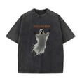 thumbnail image 1 of Classic Halloween Spooky Ghost Festival Lettering T Shirt Washed Graphic Tees Vintage Tops Black S-2XL Plus Size, 1 of 5