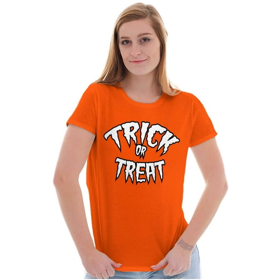 Classic Halloween Trick or Treat Womens Slim Fit Graphic Tee Brisco Brands S