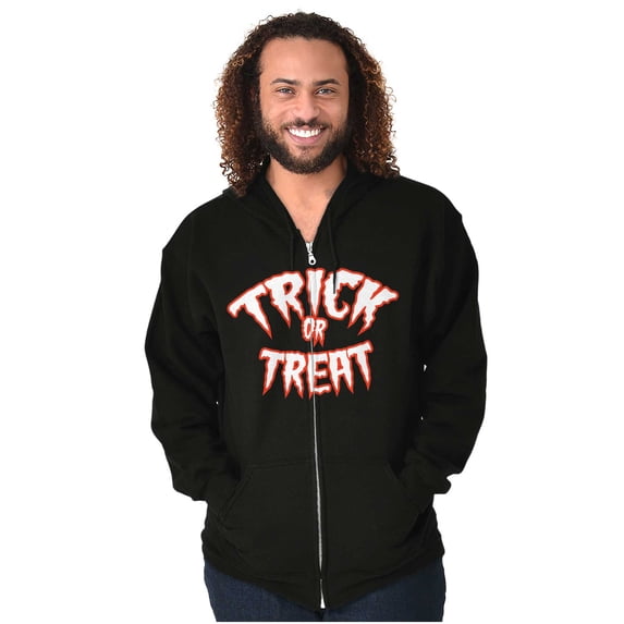 Classic Halloween Trick or Treat Zip Up Hoodie Men's Women's Brisco Brands S