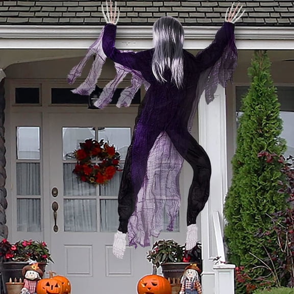 Classic Halloween Wall Climbing Ghost Prop, Spooky Haunted House Decor For Window Wall Trick Or Treat Party, Weather-resistant Reusable Durable Display For Celebration Party Guests Kids