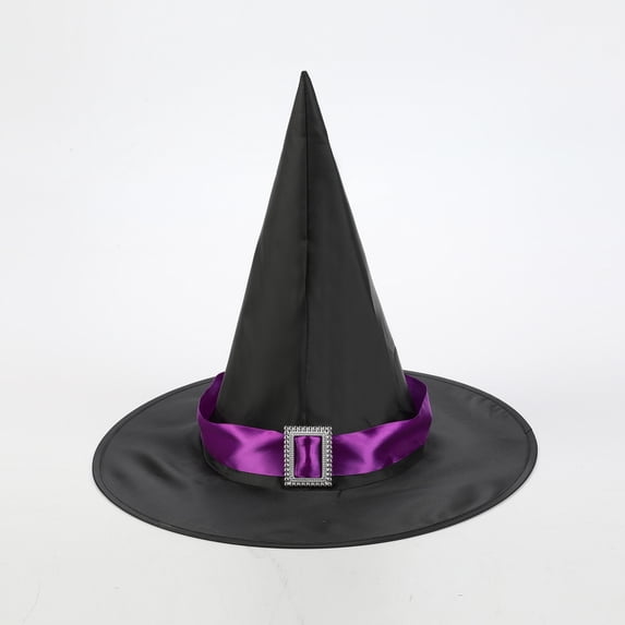 Classic Halloween Witch Hat Adult Kids Party Accessory Pointed Wizard Cap with Wide Brim