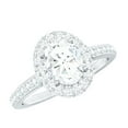 thumbnail image 1 of Rosec Jewels Certified Moissanite Oval Engagement Ring 1 Ct - Moissanite Halo Ring - 6X8 mm - D-VS1 Quality, 18K White Gold, US 4.00, 1 of 9