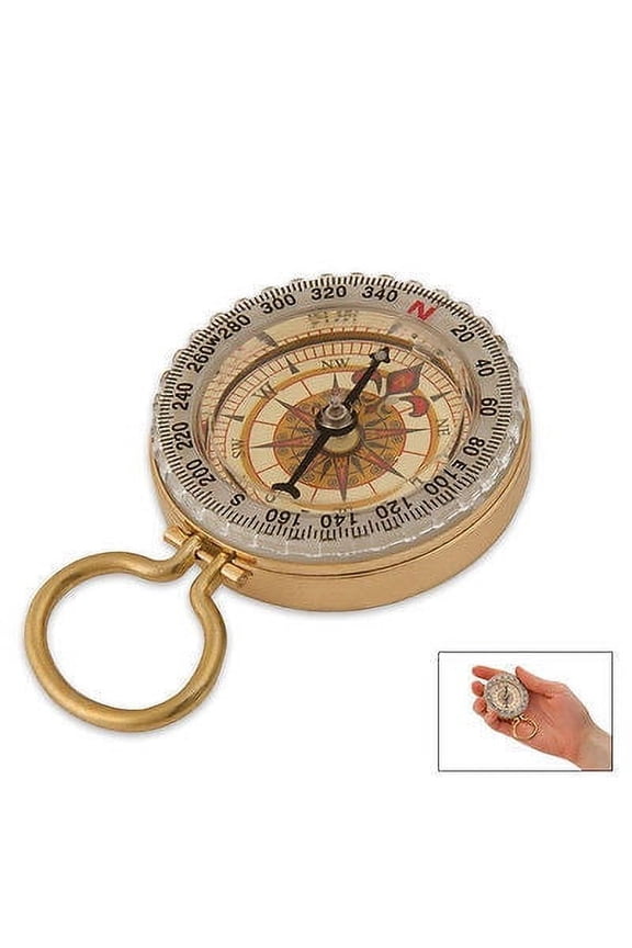 Classic Hand Antique Old Style Brass Ship Rose Pocket Keychain Compass Steampunk