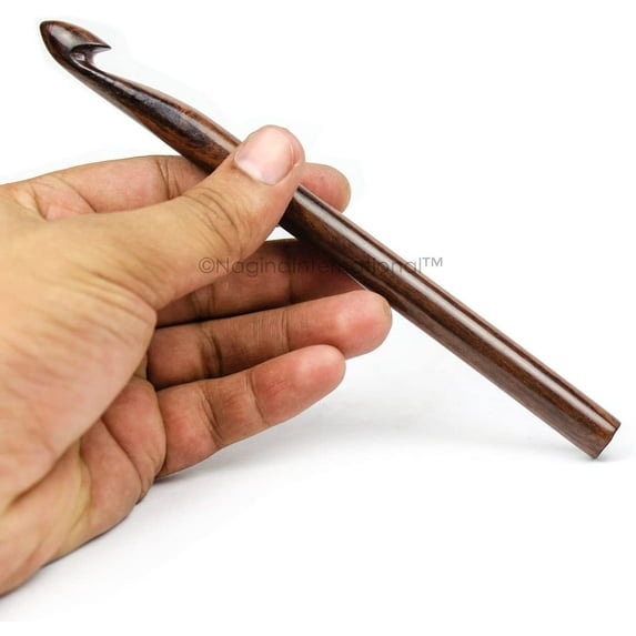 Classic Handcrafted Deluxe Crochet Hooks | Crocheting & Knitting Needles Accessories | Nagina International (US Size M/13 (9-mm), Rosewood)