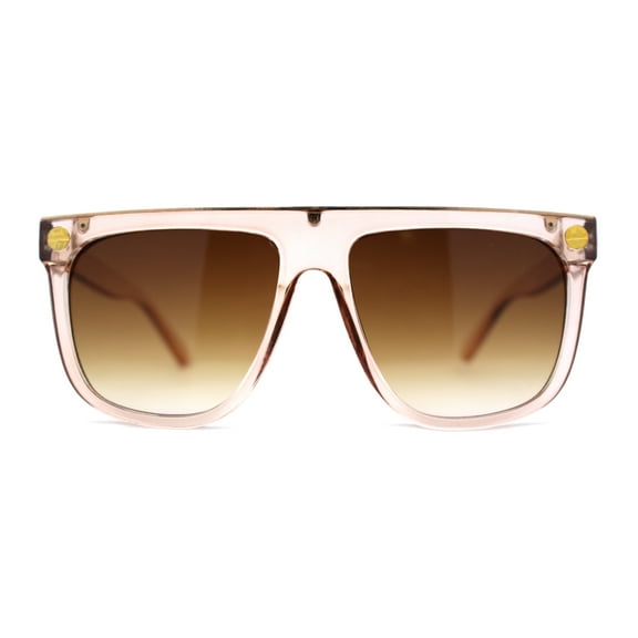 Classic Hard OG Flat Top Mobster Horn Rim Sunglasses Beige Brown