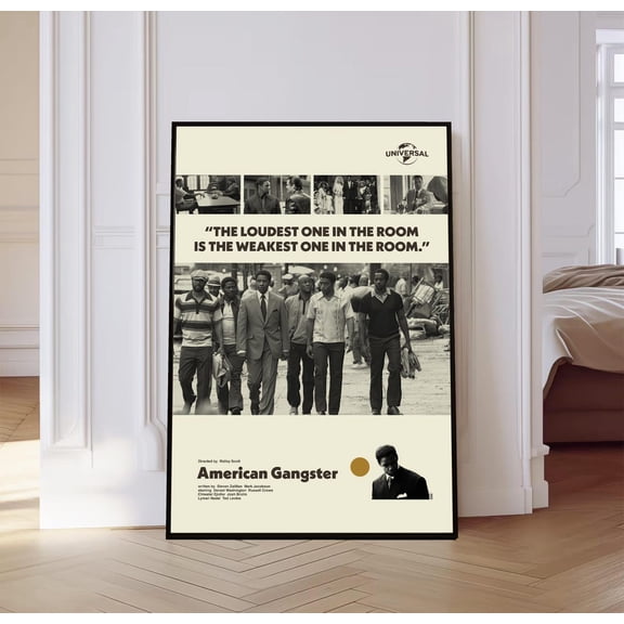 Classic Harlem Gangster Crime Minimalist Black and White Mid-Century Modern Wall Art, Unframed Poster