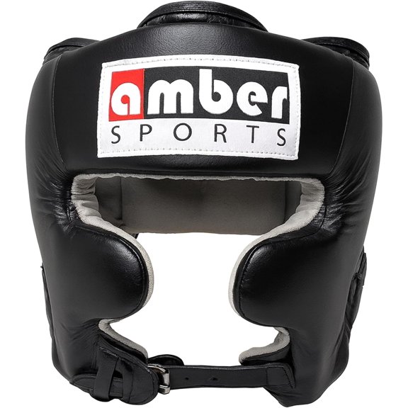 Classic Headgear for Boxing & MMA, Full-Face Training Head Guard with Cheek Protection, Adjustable Fit, Durable Leather & Multi-Layer Padding for Sparring and Muay Thai, Black, Medium
