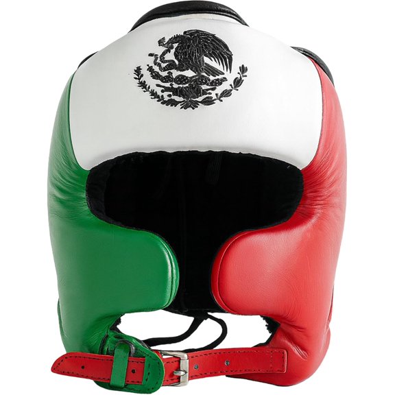 Classic Headgear for Boxing & MMA, Full-Face Training Head Guard with Cheek Protection, Adjustable Fit, Durable Leather & Multi-Layer Padding for Sparring and Muay Thai, Mexican Flag, Large