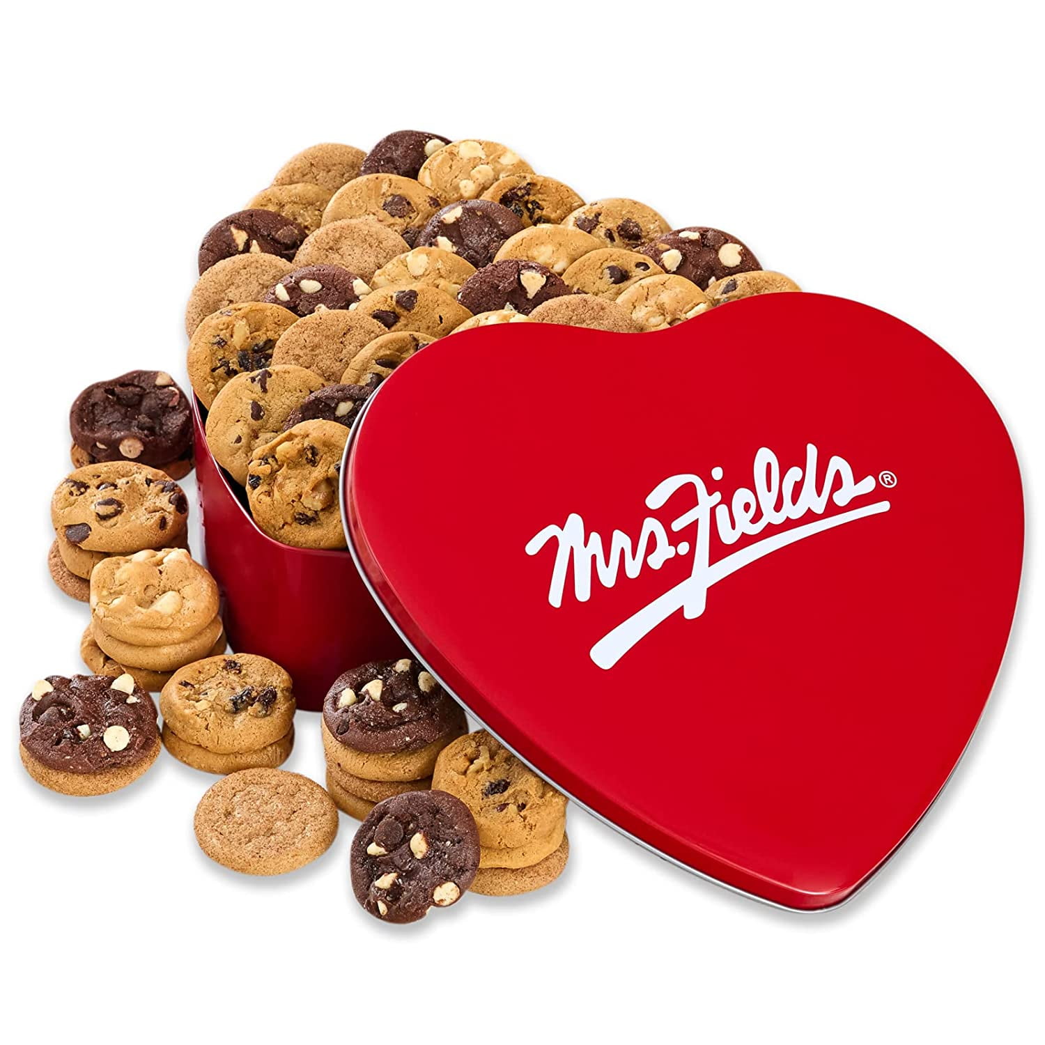 Classic Heart Cookie Tin, Assorted with 60 Nibblers BiteSized Cookies