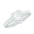 thumbnail image 1 of Rosec Jewels Moissanite Heart Shape Engagement Ring with Halo - D-VS1 Quality Certified - with Jewelry Box, 18K White Gold, US 12.00, 1 of 9