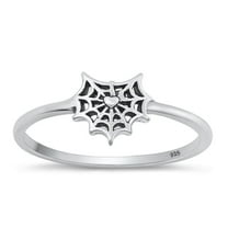 Classic Heart & Spiderweb Ring .925 Sterling Silver Band Jewelry Female Male Unisex Size 4