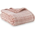 thumbnail image 1 of -Classic Heavyweight Soft Printed VelvetLoft® Plush Throw Blanket, Cozy and Fuzzy, Watercolor Plaid Blush, 50in x 70in, 1 of 9