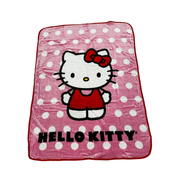 Classic Hello Kitty Polka Dots Twin 60"x80" Plush Blanket Extra Soft