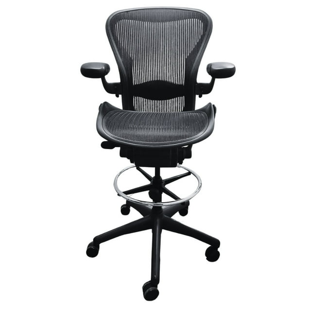Herman Miller Aeron Refurbished Ergonomic Office Chair, Size B Medium, Task Drafting Stool