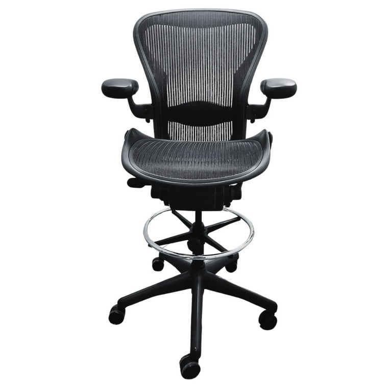 Herman Miller Aeron Refurbished Ergonomic Office Chair Size B Medium Task Drafting Stool Fully Adjustable Walmart