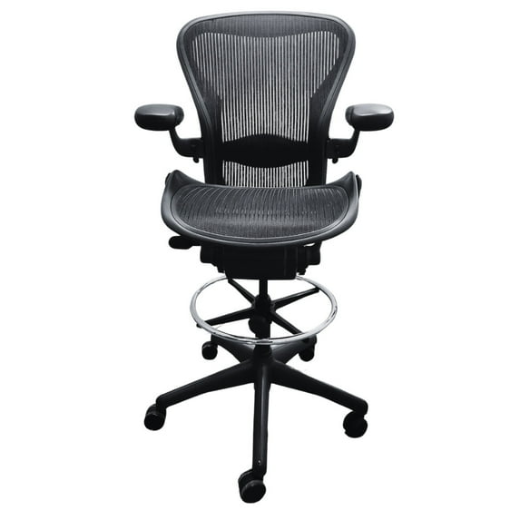 Classic Herman Miller Aeron (ππππͺπ§πππ¨πππ) Office Chair - Drafting Stool - Fully Adjustable - Size B Medium