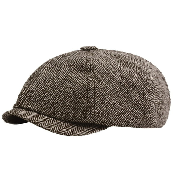 Classic Herringbone Flat Cap Men's Vintage Inspired Tweed Gatsby Style