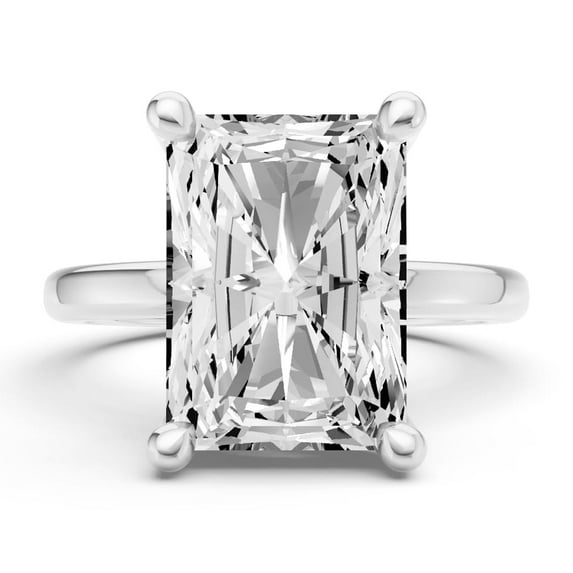 Classic Hidden Halo Lab Grown Diamond Engagement Ring in 14K White Gold (1.50 CT Radiant Center) Ring Size : 7.5
