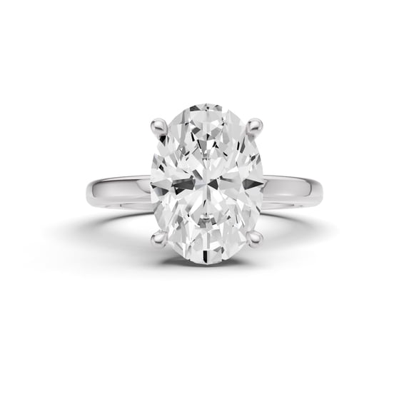 Classic Hidden Halo Lab Grown Diamond Engagement Ring in 14K White Gold (1 CT Oval Center) Ring Size : 9