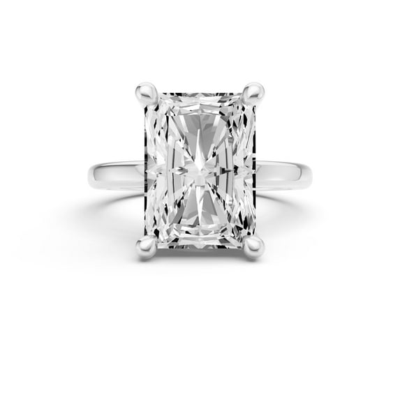 Classic Hidden Halo Lab Grown Diamond Engagement Ring in 14K White Gold (2.50 CT Radiant Center) Ring Size : 9.5