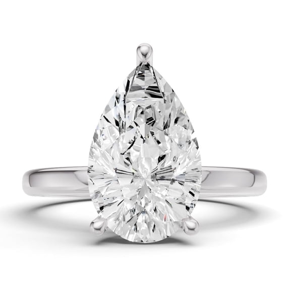 Classic Hidden Halo Lab Grown Diamond Engagement Ring in 14K White Gold (2 CT Pear Center) Ring Size : 7.5
