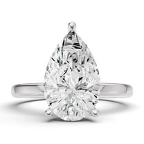 Classic Hidden Halo Lab Grown Diamond Engagement Ring in 14K White Gold (5 CT Pear Center) Ring Size : 10
