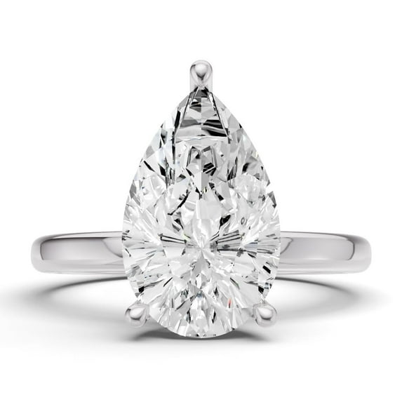 Classic Hidden Halo Lab Grown Diamond Engagement Ring in 14K White Gold E-F Color, VS1-VS2 Clarity (5 CT Pear Center) Ring Size : 6.5