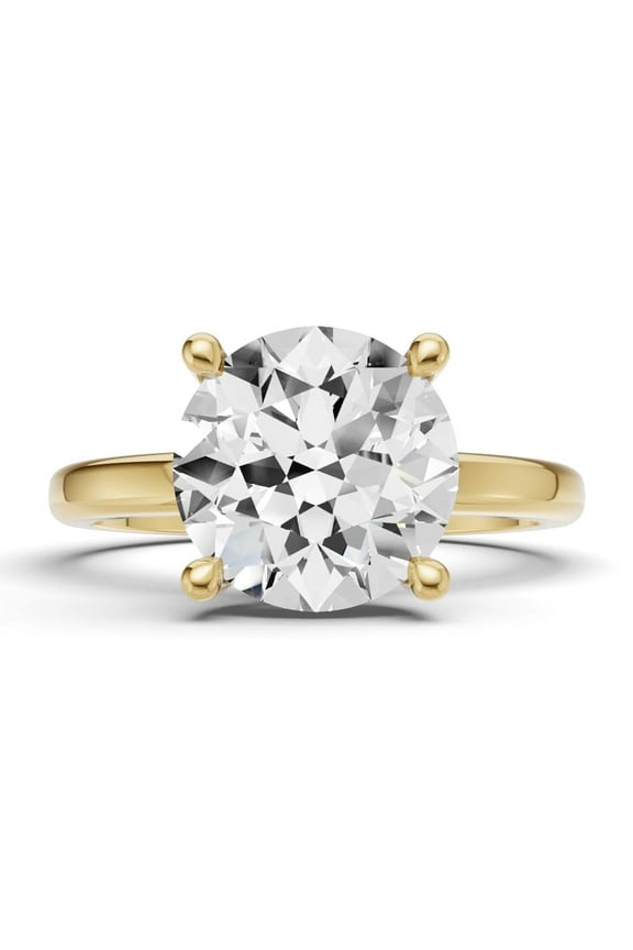 Classic Hidden Halo Lab Grown Diamond Engagement Ring in 14K Yellow Gold (1 CT Round Center) Ring Size : 6