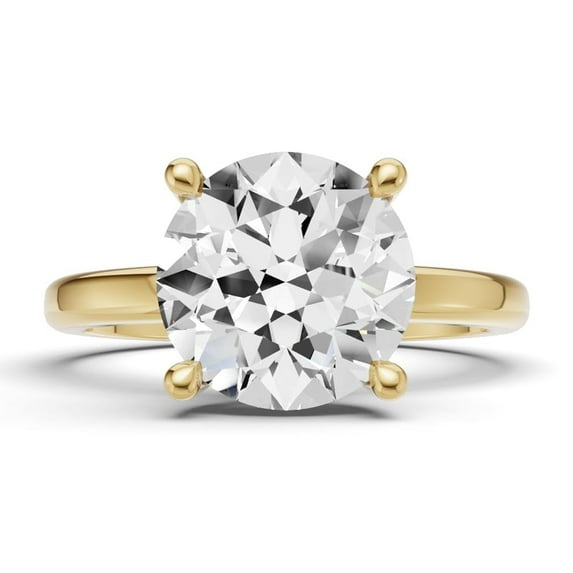 Classic Hidden Halo Lab Grown Diamond Engagement Ring in 14K Yellow Gold (1 CT Round Center) Ring Size : 8