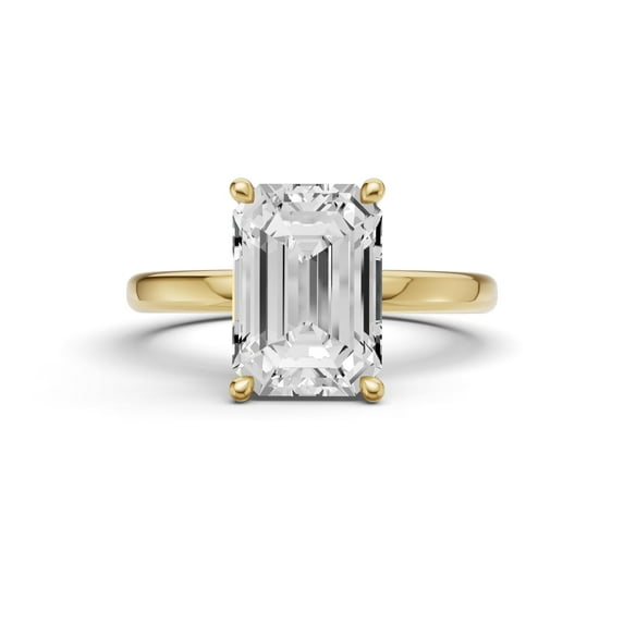 Classic Hidden Halo Lab Grown Diamond Engagement Ring in 14K Yellow Gold (2 CT Emerald Center) Ring Size : 4.5