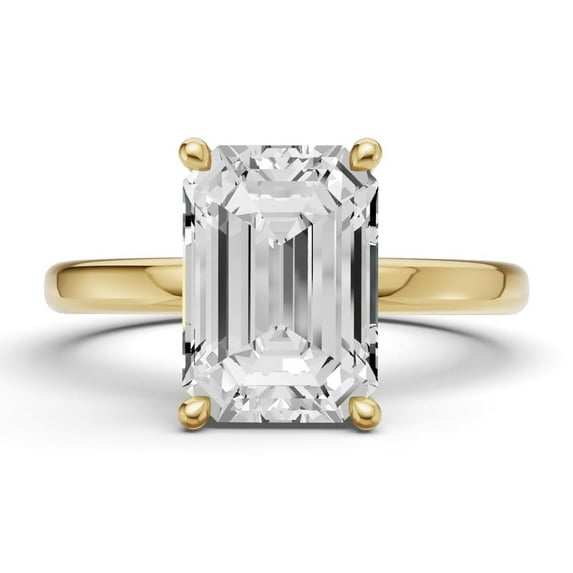 Classic Hidden Halo Lab Grown Diamond Engagement Ring in 14K Yellow Gold E-F Color, VS1-VS2 Clarity (1 CT Emerald Center) Ring Size : 6.5