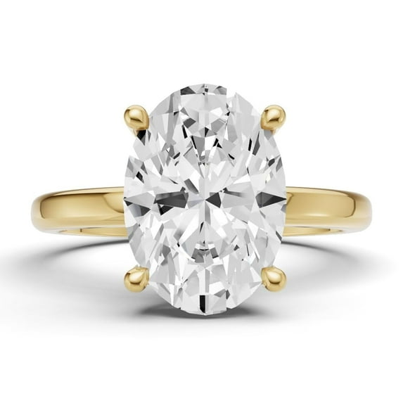 Classic Hidden Halo Lab Grown Diamond Engagement Ring in 14K Yellow Gold E-F Color, VS1-VS2 Clarity (1 CT Oval Center) Ring Size : 6.5