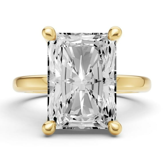 Classic Hidden Halo Lab Grown Diamond Engagement Ring in 14K Yellow Gold E-F Color, VS1-VS2 Clarity (2 CT Radiant Center) Ring Size : 10