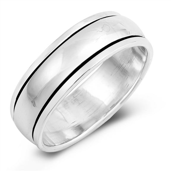 Classic High Polish Domed Spinner Wedding Ring Sterling Silver Band 925 Jewelry Female Male Size 7