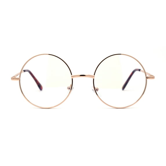 Classic Hippie Metal Rim Round Circle Lens Blue Light Flitering Computer Glasses Gold