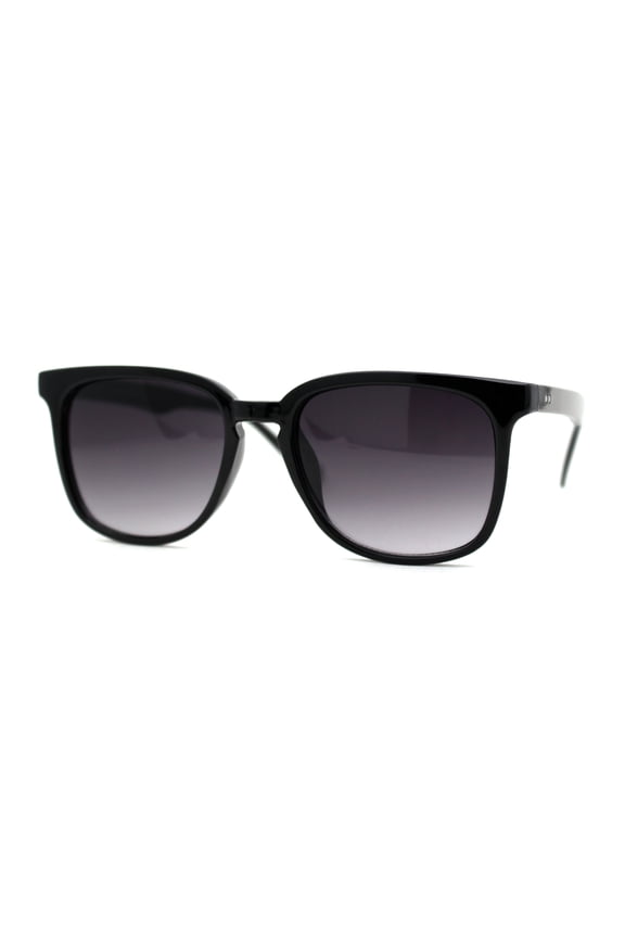 Classic Hipster Rectangular Keyhole Horn Rim Sunglasses Black Smoke
